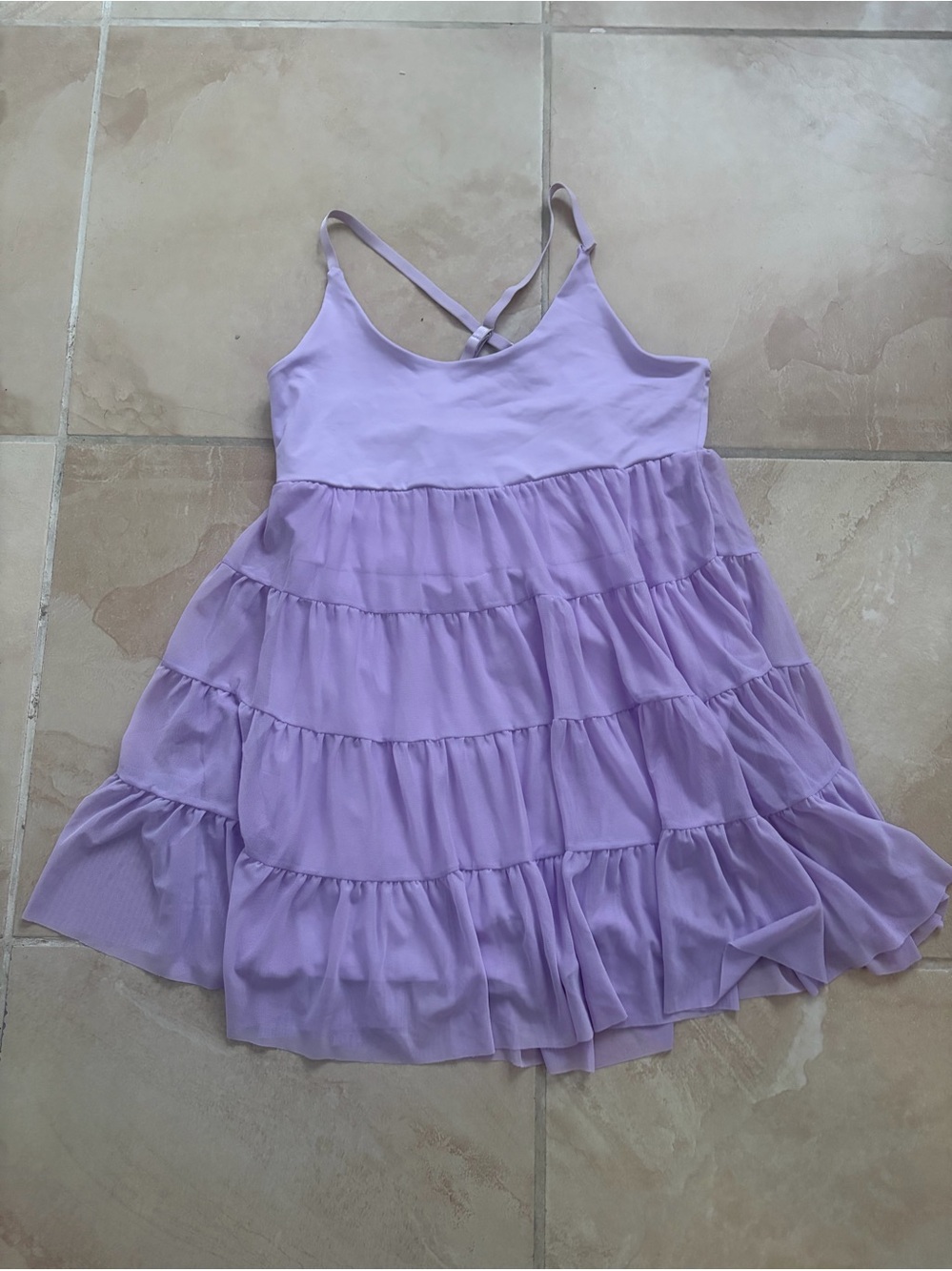 Lilac Tiered Chiffon Spaghetti-Strap skort tennis Dress